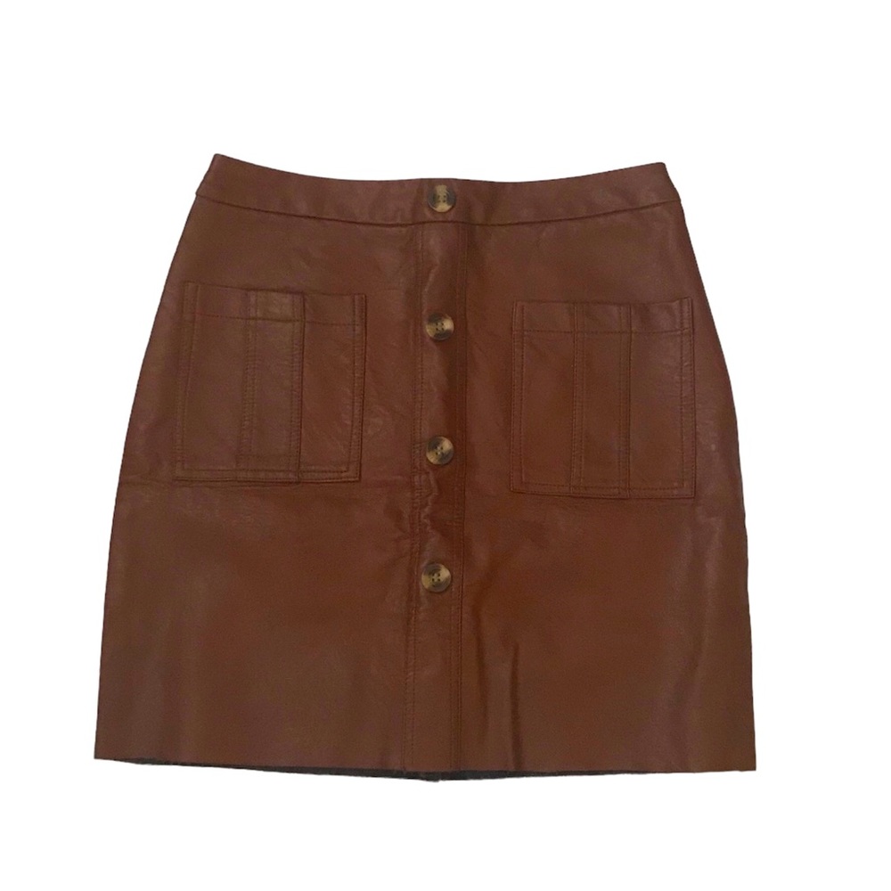 JCL faux leather brown mini skirt size small